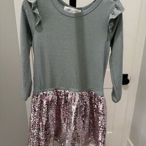 Glittery Grey and Pink Sequin Dress